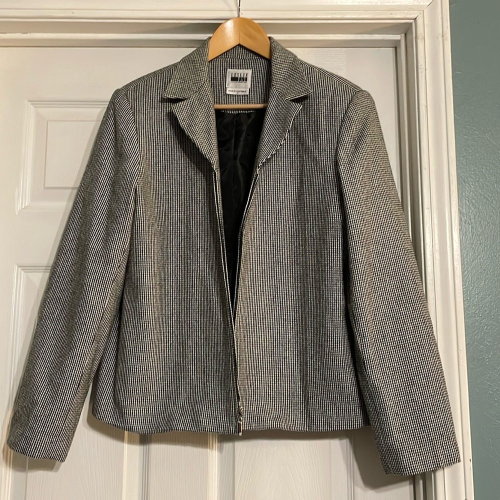 Leslie Fay Size Large Wool Blend Zipper Front Jacket